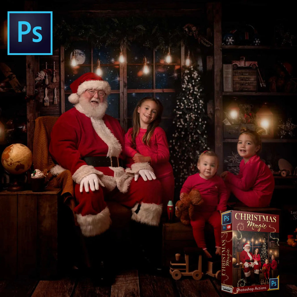 Christmas Magic Photoshop Actions (plus exclusive extras) Action, Preset & Overlay Bundle