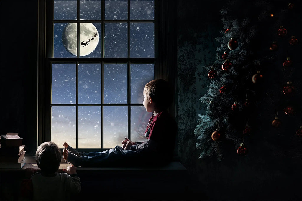 Christmas Window Night Digital Backgrounds Trio Digital Backgrounds