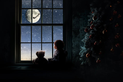 Christmas Window Night Digital Backgrounds Trio Digital Backgrounds