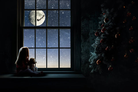 Christmas Window Night Digital Backgrounds Trio Digital Backgrounds