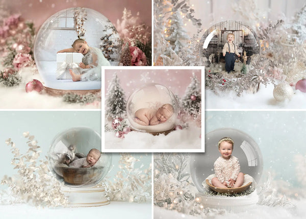 Pastel Snow Globe Digital Background Bundle V3 (NEW!)