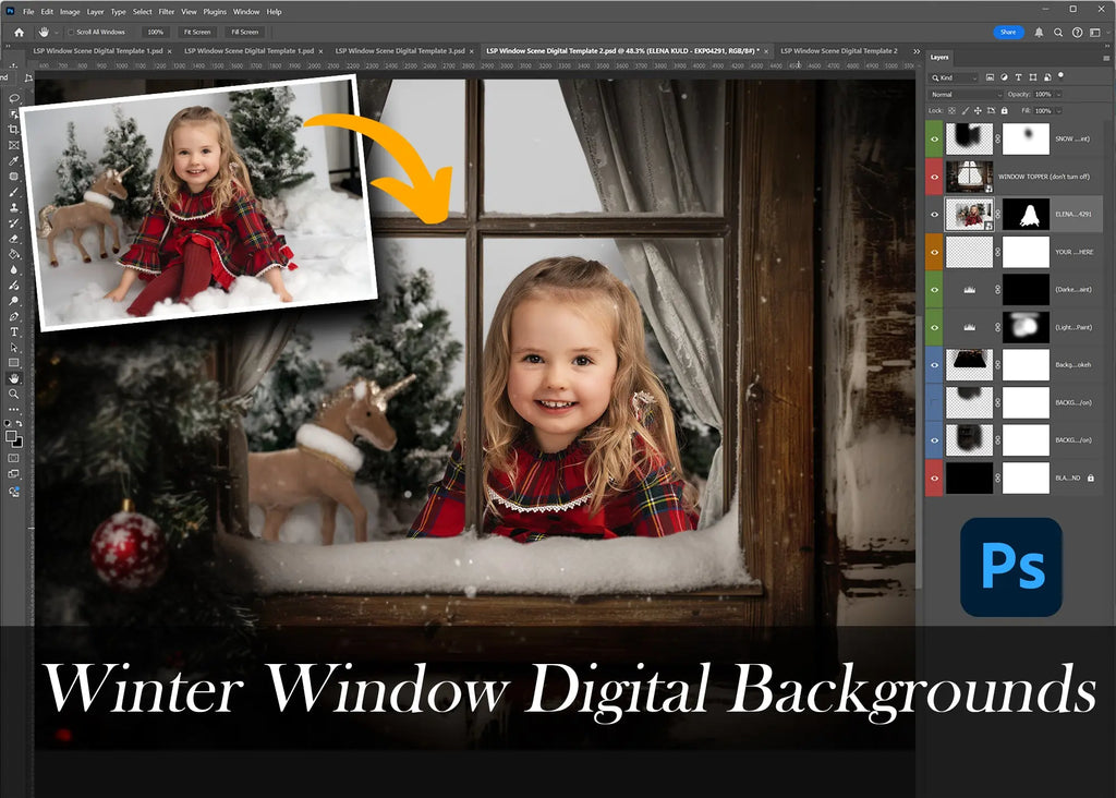 Winter Window Framer Digital Background Trio Digital Backgrounds