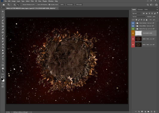 Glitter Wreath - Christmas Special | Digital Background Multi Layer Digital Background for Photoshop